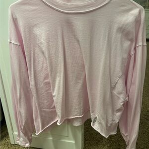 Free People Light Pink Long Sleeve Top